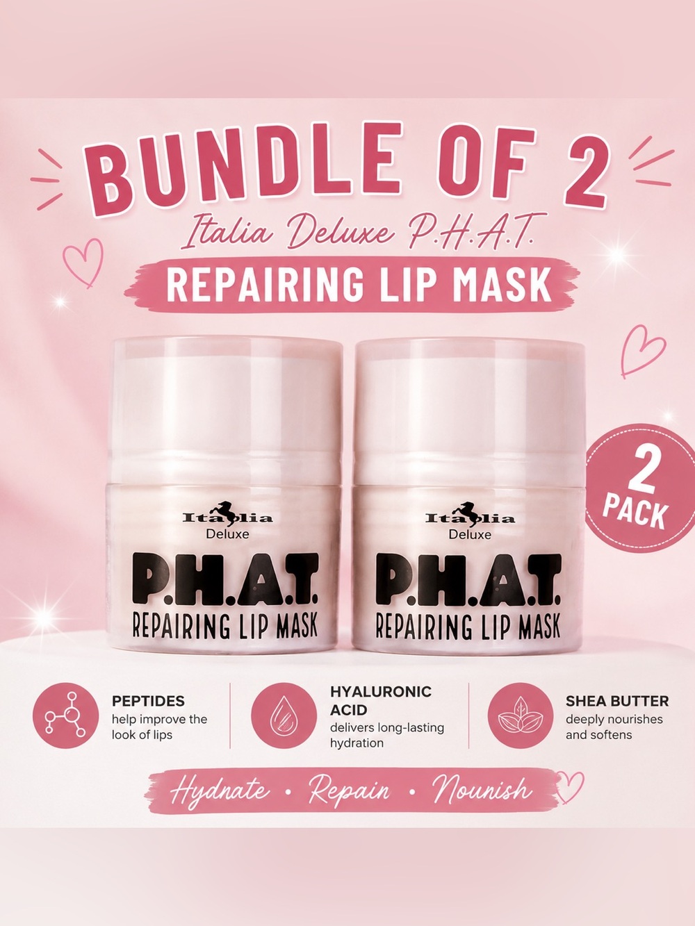 Italia Deluxe P.H.A.T. Repairing Lip Mask Bundle of 2